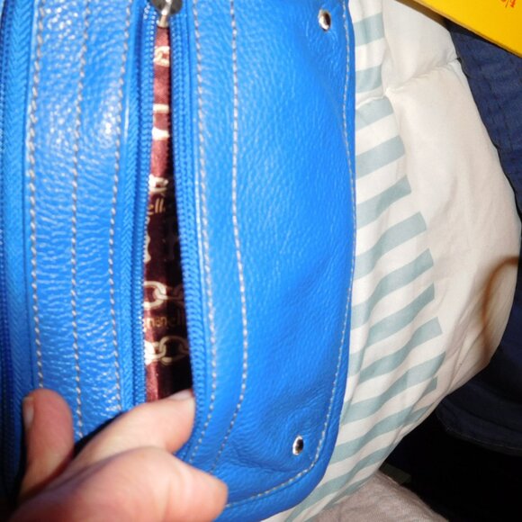 TIGNANELLO blue leather small crossbody purse PEBBLED LEATHER - Picture 7 of 15